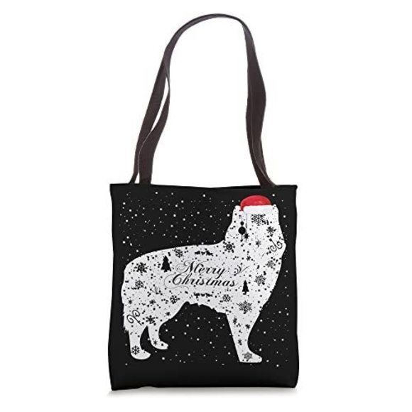 Merry Xmas Alaskan Malamute Dog Christmas Tote Bag O_O - Picture 1 of 4